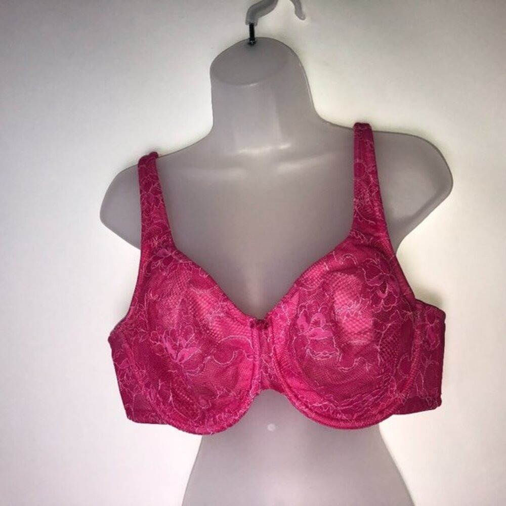 Cacique Barbiecore Pink Lacy Wire Bra 42D